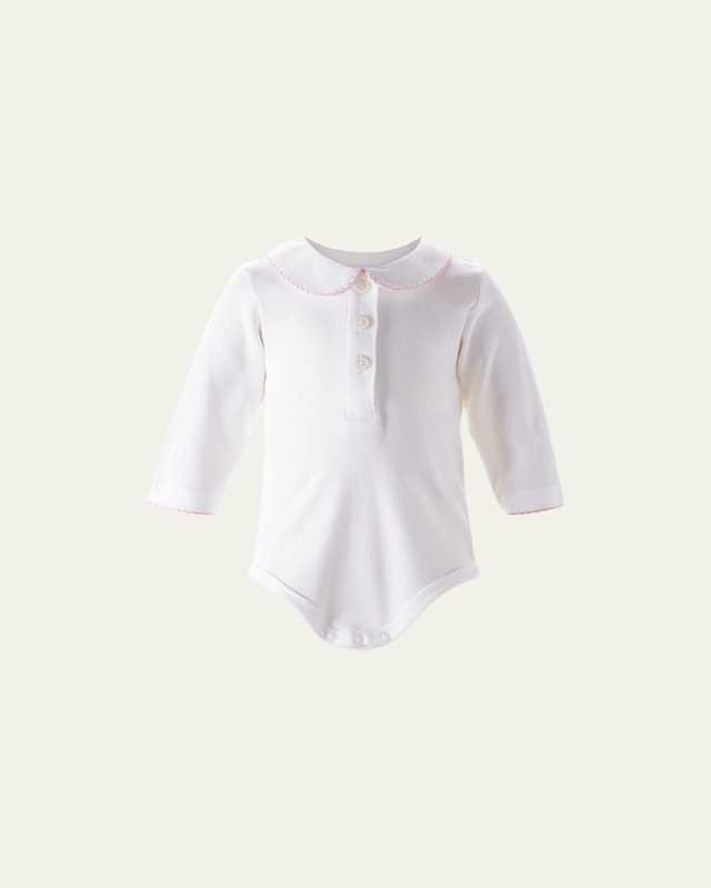 Girl's Long-Sleeve Cotton Bodysuit, Size 6M-24